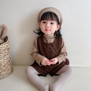 24韩版女宝宝春装套装女童，马甲短裤分体，两件套时髦洋气外出服