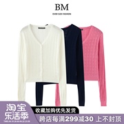 BM Fashion宋祖儿同款复古冰丝V领开衫镂空针织衫bm外套修身上衣