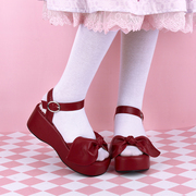 洛丽塔蝴蝶结凉鞋lolita厚底松糕，跟露趾夏季凉鞋8467
