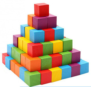 幼儿木制堆塔积木100粒彩色宝宝大号拼插拼搭儿童早教益智力玩具