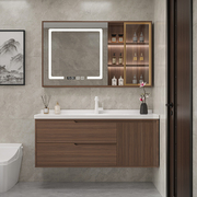 新中式橡木烤漆浴室柜智能，镜柜陶瓷一体，盆卫生间洗手池洗脸台