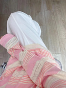粉色条纹长袖T恤女夏薄款宽松罩衫防晒百搭显瘦甜美舒适打底上衣