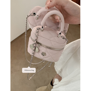丝绒菱格链条包包，女2023潮时尚，手提小水桶包小香风单肩斜挎包