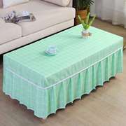 长方形茶几布桌布(布桌布，)家用客厅茶几套罩田园格子电视柜防尘保护套