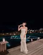 cheriehuang独立设计sale吊带，褶皱纯色连衣长裙