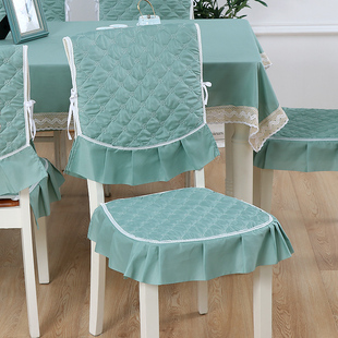 简约现代通用餐椅垫套装，田园餐桌椅子连体坐垫，靠背套罩长方形桌布