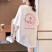 夏季新韩版中长款宽松显瘦洋气遮肉外穿上衣大码学生少女t恤