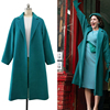 第三季了不起的麦瑟尔夫人大衣美剧同款复古中长款孔雀蓝绿色外套