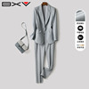 BXV浅灰色西装套装女小个子2024春休闲高级感职业西服两件套