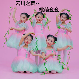 桃萌幺幺儿童舞蹈演出服蓬蓬纱裙中国舞公主裙女童芭蕾舞表演服装