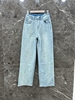 jeans夏季yiren易人25302牛仔裤女浅蓝色油漆，点直筒裤拖地裤