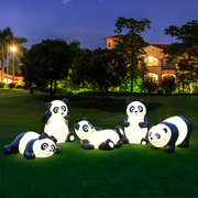 熊猫雕塑玻璃钢动物发光摆件户外园林景观小品小区，花园装饰草坪灯
