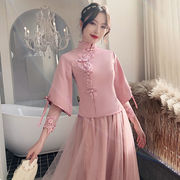 中式伴娘服伴娘礼服长款优雅气质平时可穿团中式复古改良旗袍