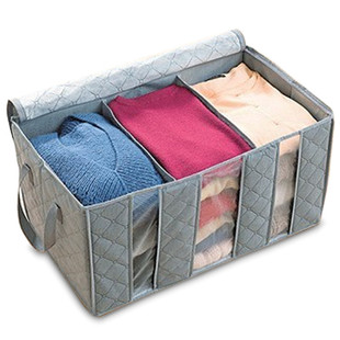 储物箱整理箱65l竹炭无纺布，衣物收纳箱(灰色，)毛衣收纳袋650