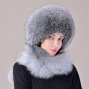 狐狸毛帽子女冬季獭兔毛，围巾帽蒙古帽保暖护耳，休闲皮草防风加厚帽
