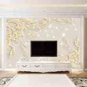 欧式电视背景墙壁纸客厅，沙发约大气壁布，8无缝环保浮雕影视墙