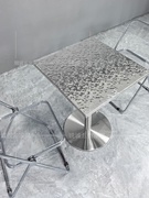 不锈钢工业风咖啡厅餐桌椅组合户外奶茶店小方桌铁艺方形桌子