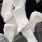 白色袜子男士中筒袜秋冬季纯棉，百搭防臭诸暨厚袜子女春秋运动长袜