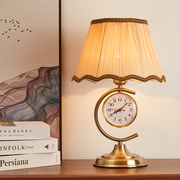 欧式台灯卧室床头灯创意时尚带静音钟表可调光家用客厅床头柜