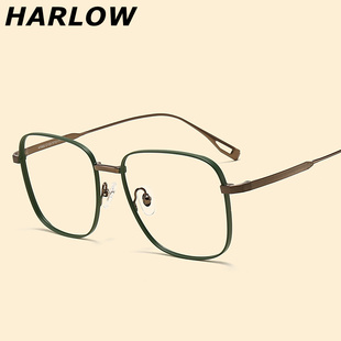 绿色眼镜框镜架男女近视可配大脸宽145mm显瘦日潮大框时尚眼镜架