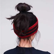 发带女网红韩国潮宽边条纹针织，毛线森女系脖套黑色洗脸束头发