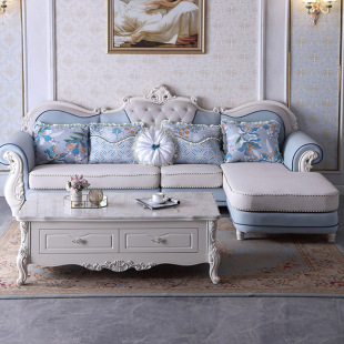 欧式布艺沙发组合真皮客厅，简欧贵妃现代简约大户型小转角整装