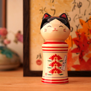 日本药师窑幸福木偶招财猫摆件，可爱创意生日，结婚礼物车载装饰品