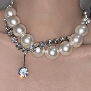 欧美风夸张气质大珍珠项链，女轻奢小众设计高级感锁骨链颈链毛衣链