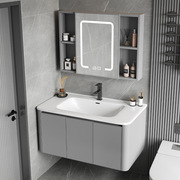 现代碳纤维圆角浴室柜组合家用卫生间洗漱台盆柜一体陶瓷盆