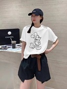 单品danpin韩范减龄短袖夏装米奇印花亮片显瘦常规小版T恤女