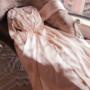 真丝睡袍女睡裙长款性感吊带裙睡衣长袖两件套家居服丝绸浴袍
