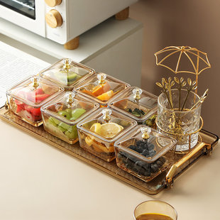 轻奢水果盘家用客厅茶几玻璃北欧风创意瓜子盘分格零食小吃碟