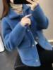 外套女加厚冬2023韩版女装短外套，水貂绒宽松毛衣女(毛，衣女)针织开衫潮