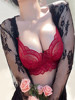 爱慕᷂春季文胸套装法式超薄款蕾丝大胸显小胸聚拢红色性感内衣女