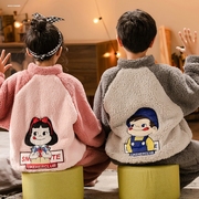3女童睡衣冬季2岁5宝宝双层加厚家居服1开衫套装珊瑚绒儿童