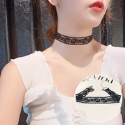 韩国蕾丝项链女choker短款锁骨链潮脖子项圈网红黑色复古花朵颈链