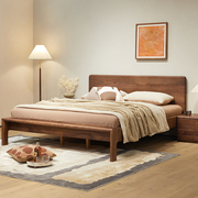 北美黑胡桃木床北欧实木床现代简约1.8米双人大床原木主卧床1.5m