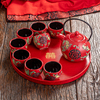 中式红色结婚陶瓷茶具套装双喜茶壶，敬茶杯婚庆，用品新娘嫁妆回礼物
