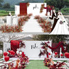 小预算红色白色搭配婚礼效果图户外草坪农村街道PS设计素材方案11