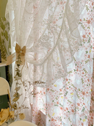 法式洛可可双层布纱一体，纯棉印花碎花窗帘，韩式粉色甜美清新公主风