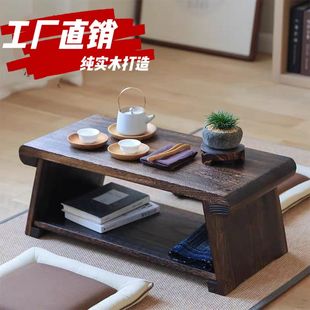飘窗小桌子茶台实木，炕几新中式可折叠矮桌地桌阳台榻榻米仿古茶几