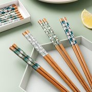 日式实木筷子家庭套装，高颜值防霉分餐快创意网，红餐具高档精致防滑