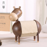 小毛驴卷纸架榉木立式创意轻奢桌面，实木木马动物，可爱免打孔纸巾架