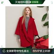 韩国直邮ELF SACK 短外套 ELFSAC 羊毛红色双面毛织大衣 3043