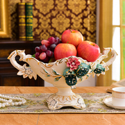 欧式陶瓷水果盘套装客厅，家用创意奢华高档果盘，三件套茶几装饰摆件