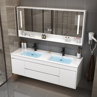 支持定制北欧简约设计师，实木智能浴室柜，组合洗漱台卫浴洗脸盆