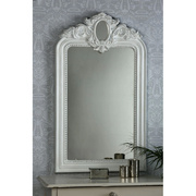 欧式梳妆台复古化妆镜，美式白色雕花壁炉背景墙装饰镜，卫生间浴室镜