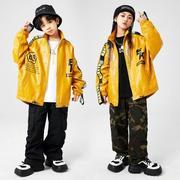 儿童街舞潮服hiphop嘻哈男童皮衣，外套演出套装少儿架子鼓表演服装
