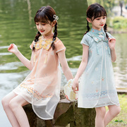 女童连衣裙2023夏季儿童，旗袍裙子汉服，中国风女孩纱裙