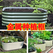 小阳台蔬菜种植盆箱子框筐皮金属绿色白圆形花园床别墅家庭用简约
